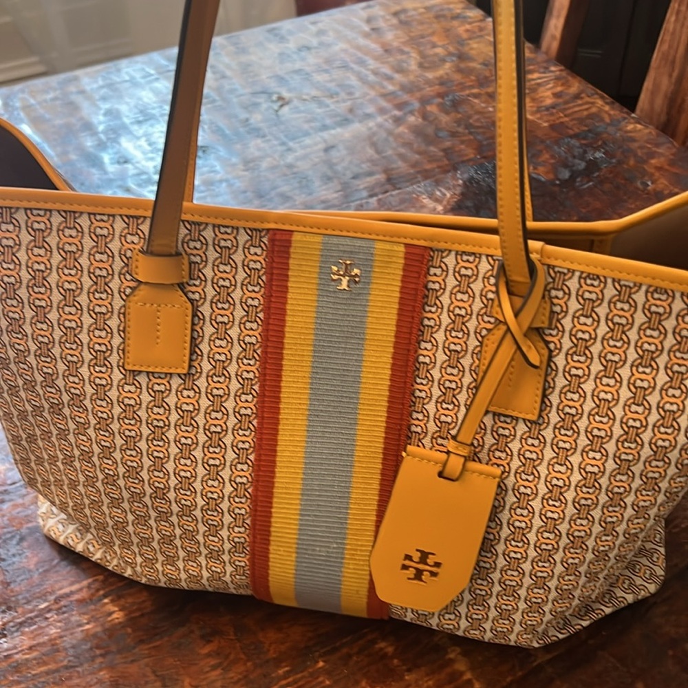 Tory Burch Yellow and Red Tote Bag with Vibrant Design - Picture 7 of 7